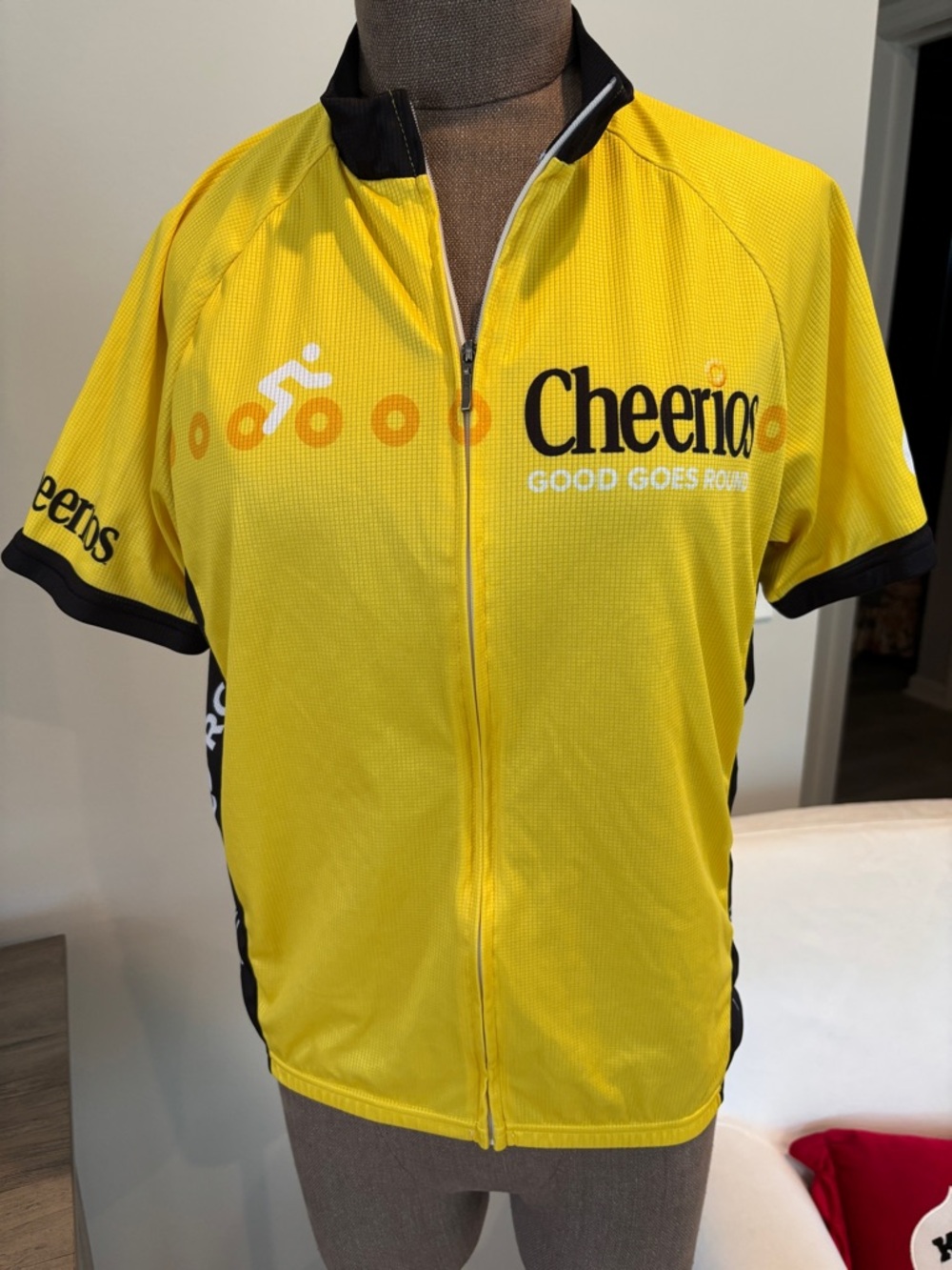 Cheerios Men's Yellow Cycling Jersey - Short Sleeve Zip Front